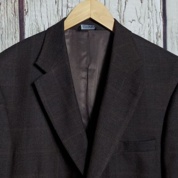 Stafford Plaid Wool Cashmere 3 Button Blazer - Picture 2 of 11